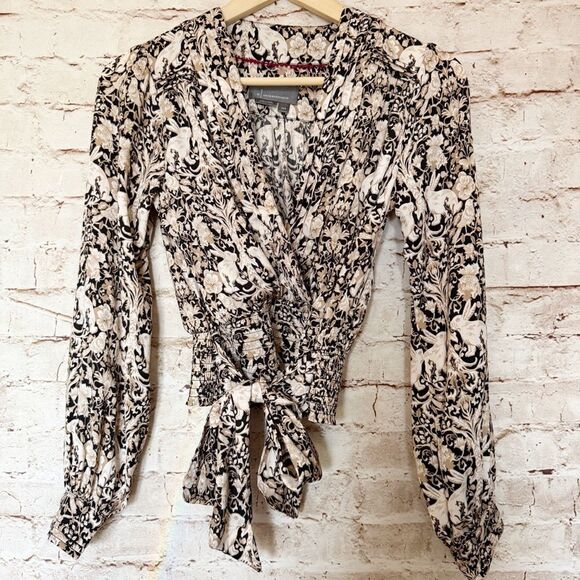 Anthropologie satin smock waist bunny blouse - Picture 1 of 7